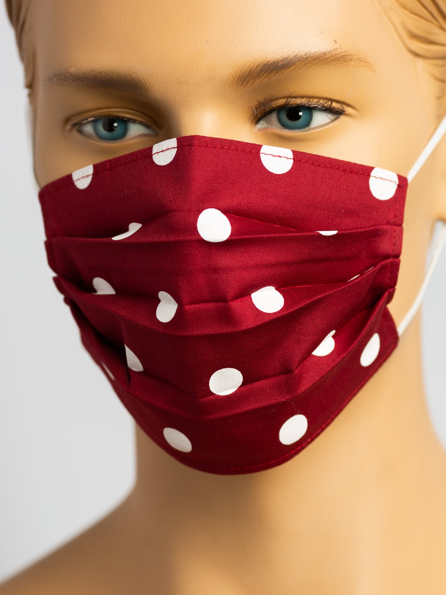 Pleated Face Mask - Red Polka Dot