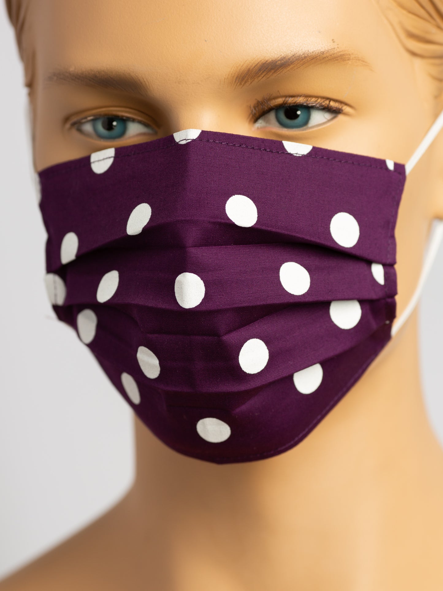 Pleated Face Mask - Purple Polka Dot