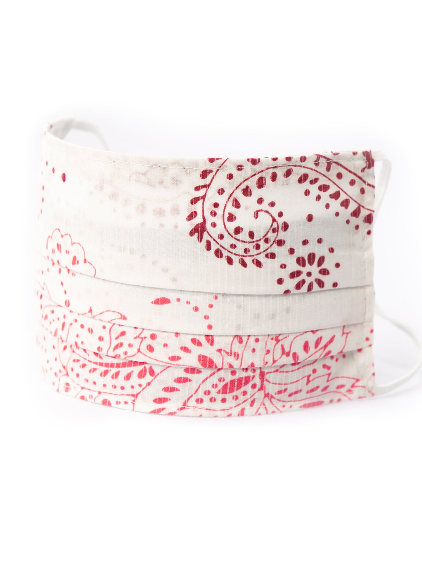Pleated Mask with Pink Paisley Pattern