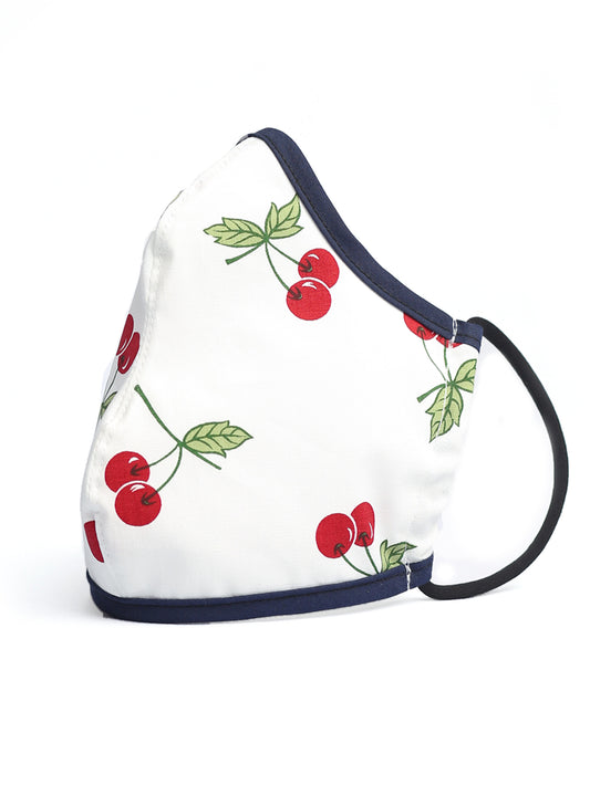 Fitted Mask with Filter Pocket - Cherries