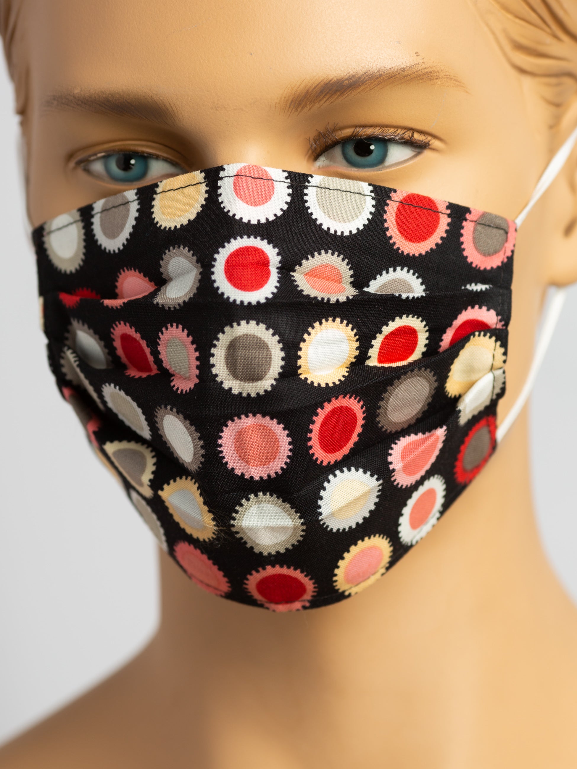 Pleated Face Mask - Star Dots Black
