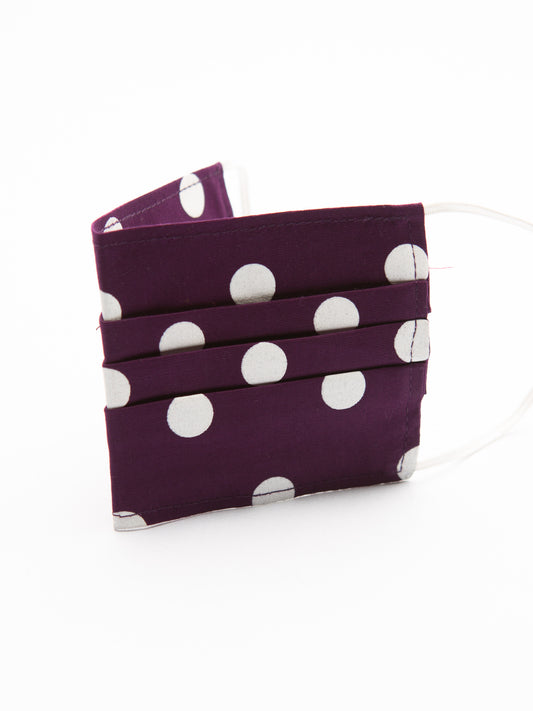 Pleated Face Mask - Purple Polka Dot