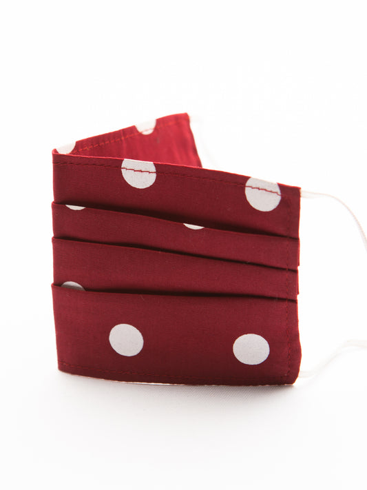 Pleated Face Mask - Red Polka Dot