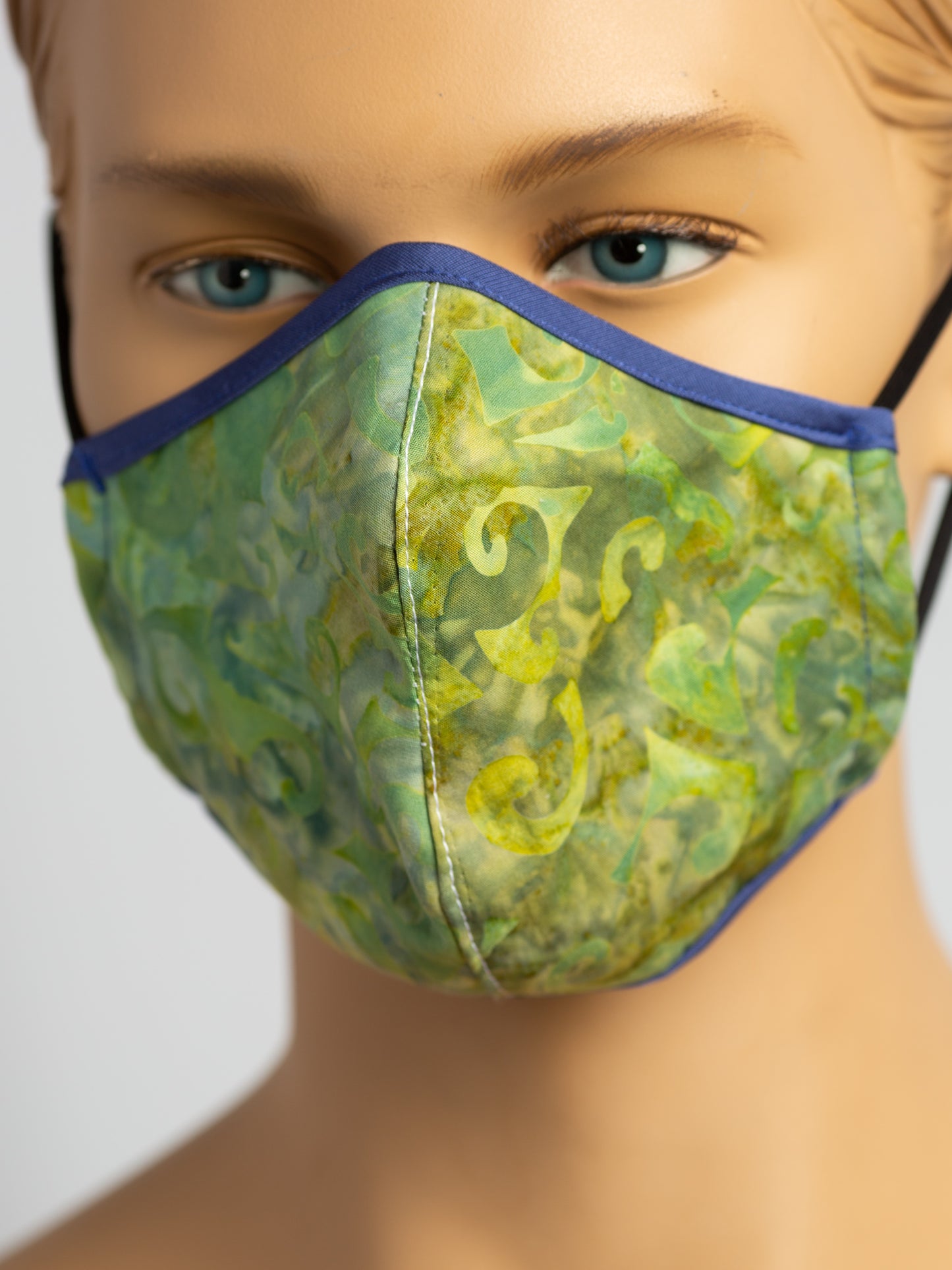 Fitted Face Mask - Batik Green Swirl