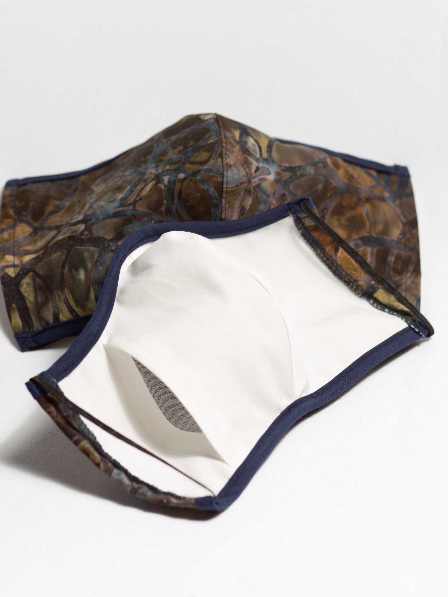 Fitted  Mask with Filter Pocket - Batik Forest