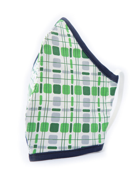 Fitted Mask With Vintage Green Squares