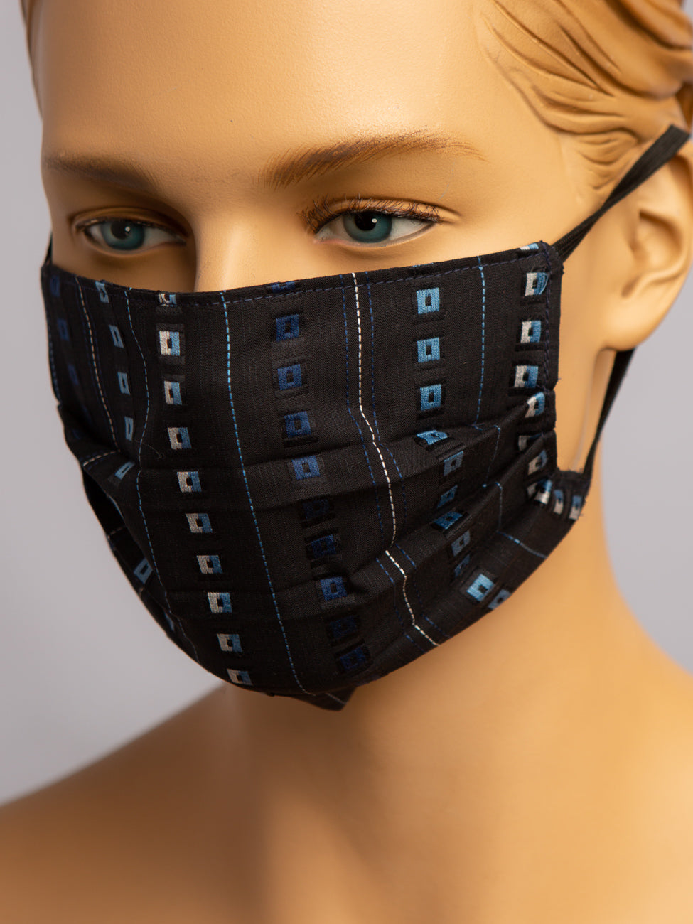 Pleated Mask - Blue Cubes